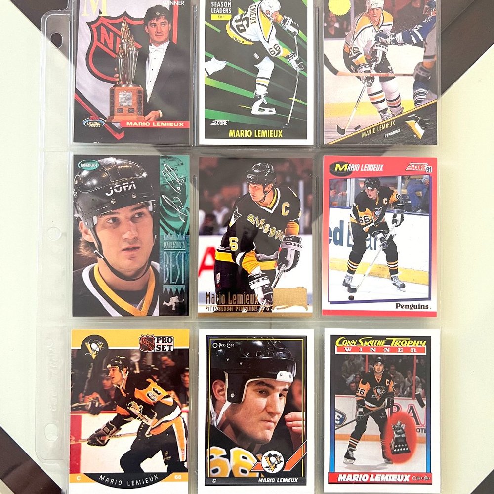 Mario Lemieux 15 Various NHL Hockey Cards from 1990 to 1995!